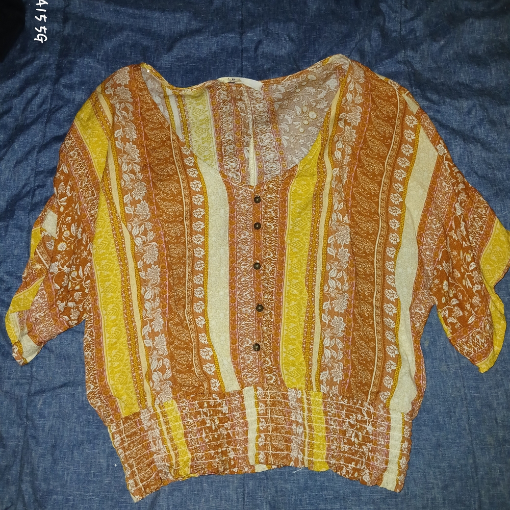 Bohemian Striped Top - Yellow and Brown